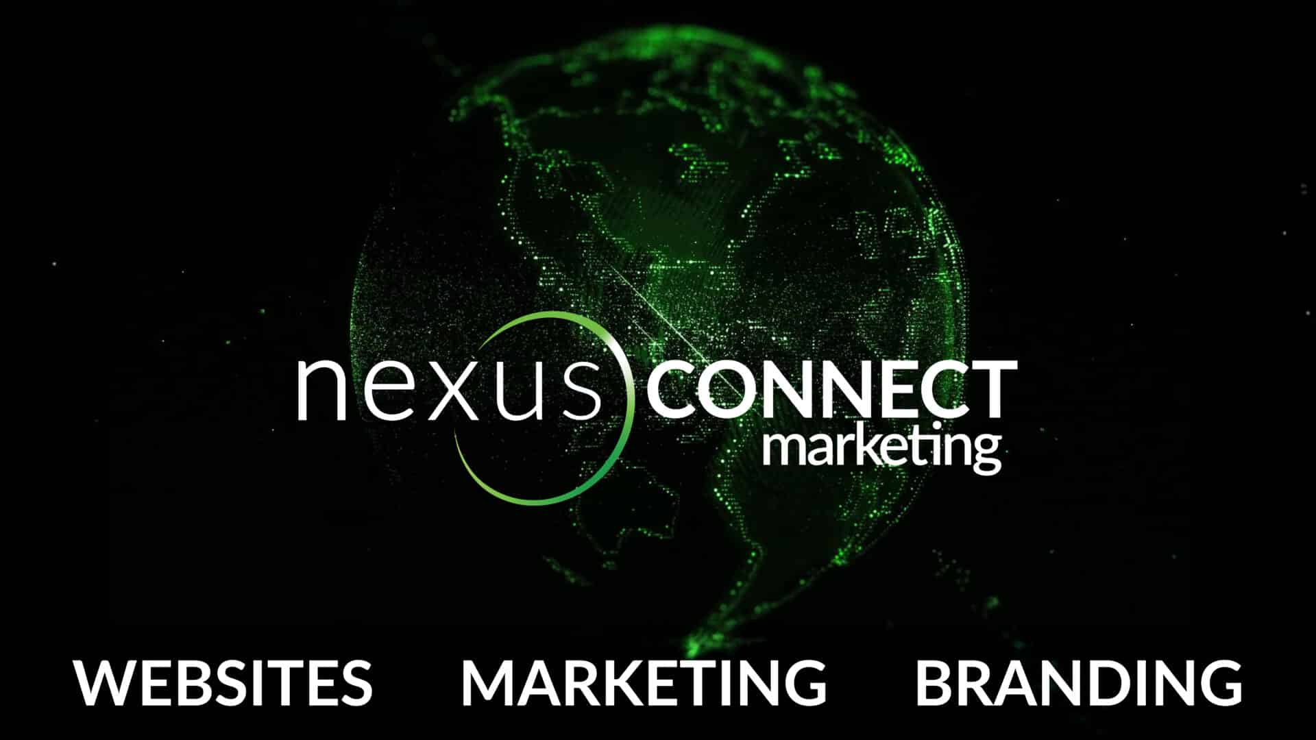 Nexus-Connect-Marketing-green-digital-globe-with-logo-and-text-Websites-Marketing-Branding